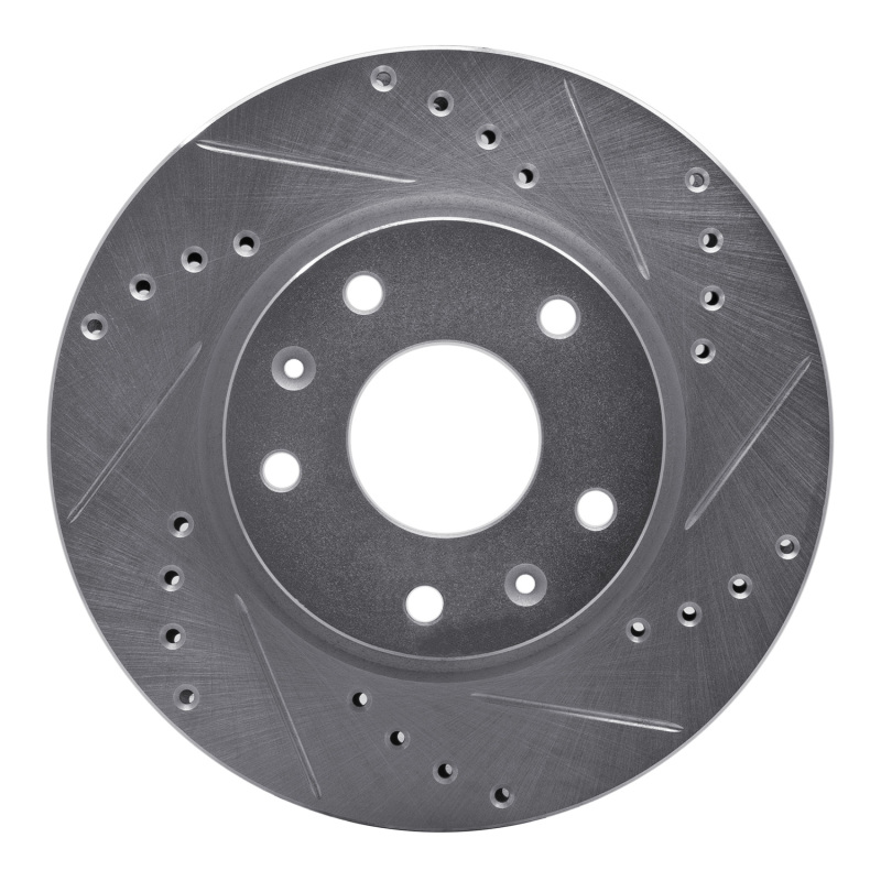 Land Rover Freelander Brake Rotor (1) - Front Right - R1 Concepts - Drilled & Slotted - Silver - `02-`05